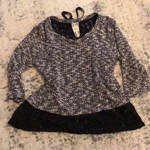 Black and white sweater with lace
